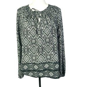 GAP Black Peasant Semi Sheer Blouse Top Small